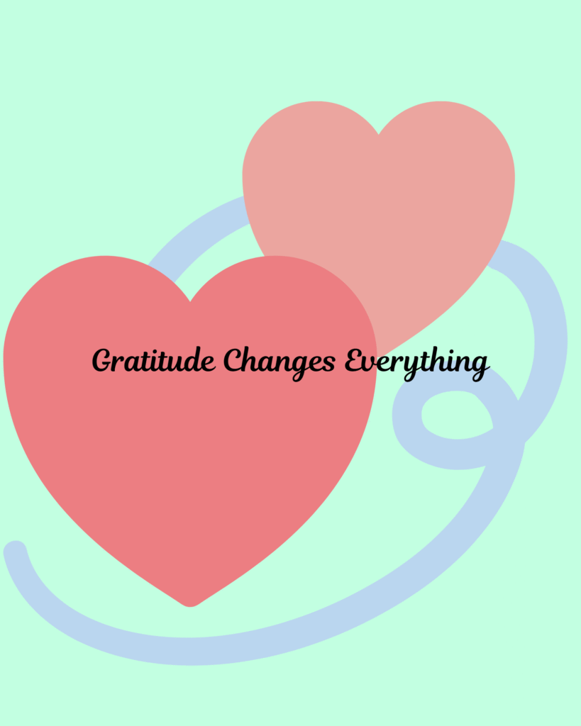 Two hearts interlocked with title Gratitude Changes Everything